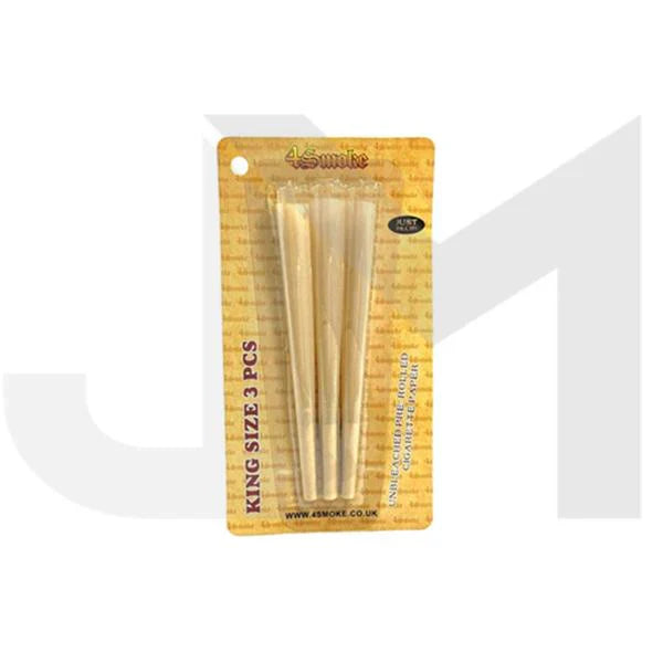 4Smoke King Size 3 piece Natural Black Pre-rolled Rolling Paper - Cones - 10 Pack