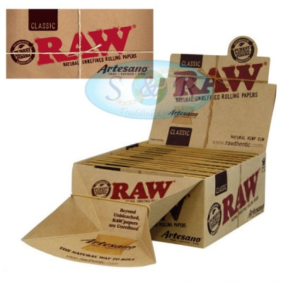 RAW ARTESANO CLASSIC King Size Slim Rolling Papers Tips & Tray Single Pack
