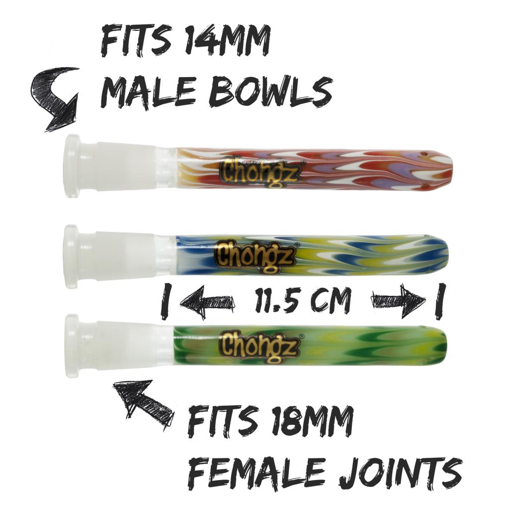 ART ZIG ZAG Glass Stem 19mm-14mm 11.5cm Round BottomSTEM03A