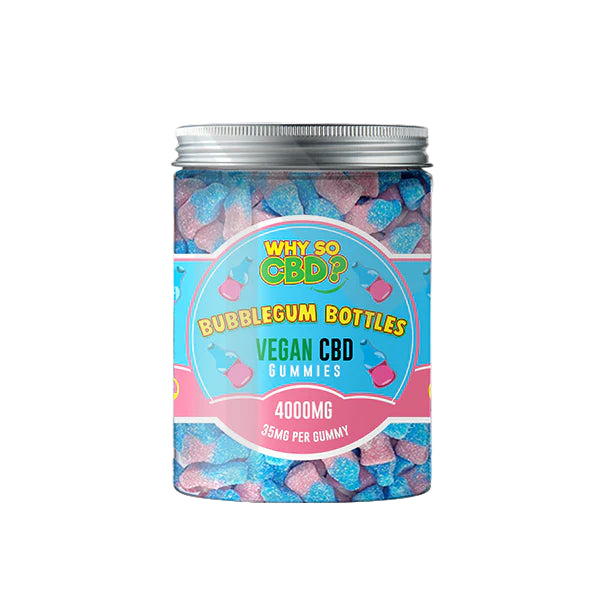 Why So CBD? 4000mg Broad Spectrum CBD Large Vegan Gummies - 11 Flavours - Bubblegum Bottles