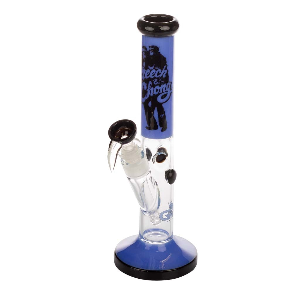 Grace Glass Cheech & Chong Peace - Straight Bong Blue H:30cm - :38mm - SG:18.8mm
