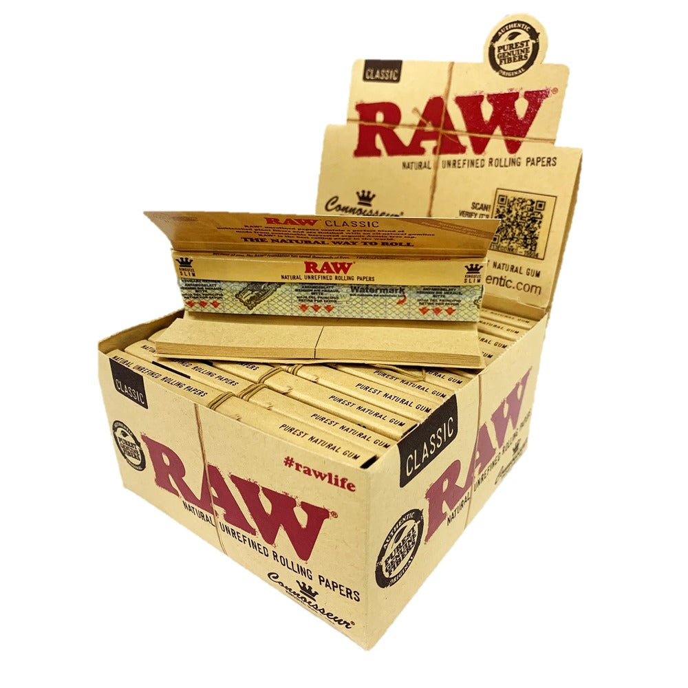 RAW CLASSIC Connoisseur King Size Slim & Pre-Rolled Tips Single Pack