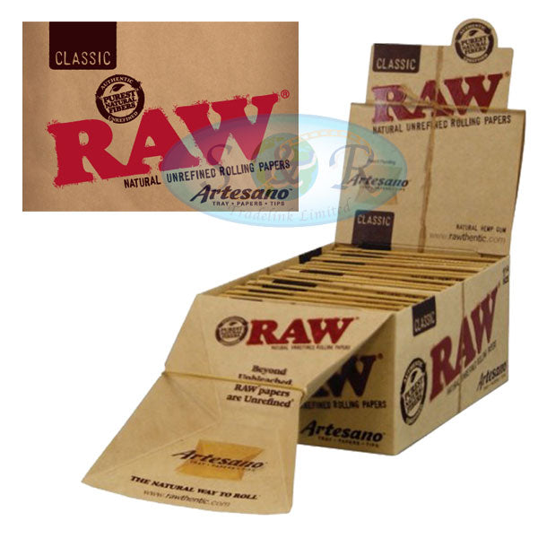 RAW Classic Artesano 1¼ Rolling Papers Tips & Tray Single Pack