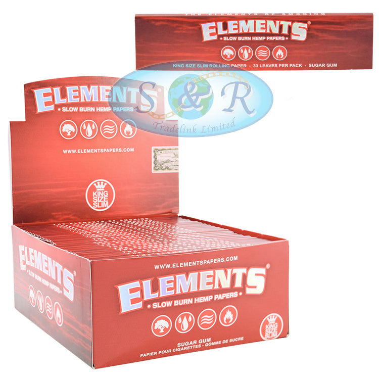 ELEMENTS RED Hemp Kingsize Slim Rolling Papers Single Pack