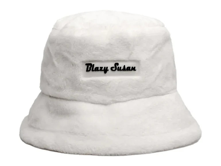 Blazy Susan Fuzzy Bucket Hat - White