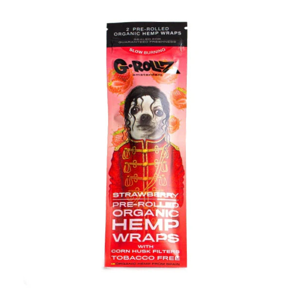 G-ROLLZ - 4x Strawberry Hemp Wrap + Corn Husk Tip - Single Pack