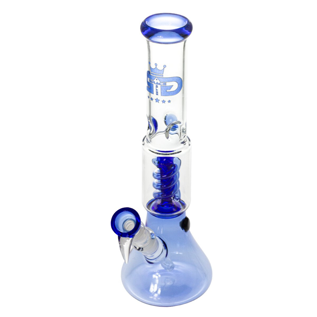 Grace Glass Small Boy Blue Beaker Spiral perc Bong H:345cm Socket:18.8mm TH:5mm