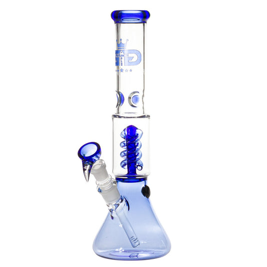 Grace Glass Small Boy Blue Beaker Spiral perc Bong H:345cm Socket:18.8mm TH:5mm