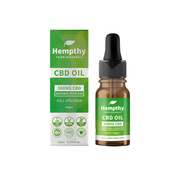 Hempthy 500mg CBD Oil Full Spectrum Natural - 10ml