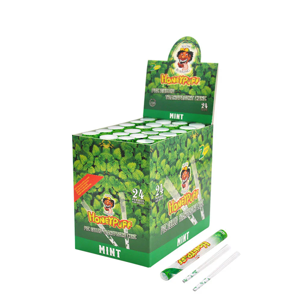 HoneyPuff Pre Rolled Transparent Cones - Mint - Single Pack