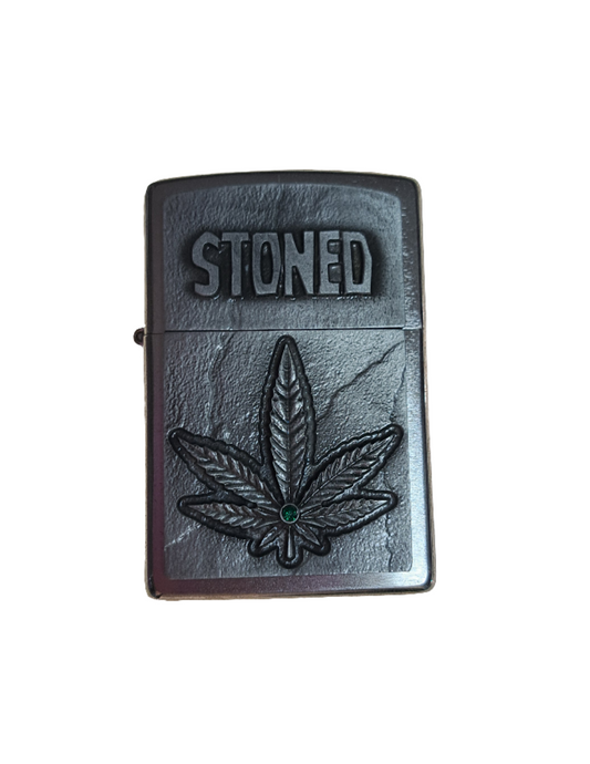 Zippo - PL 200 Stoned Emblem - - Brushed Chrome