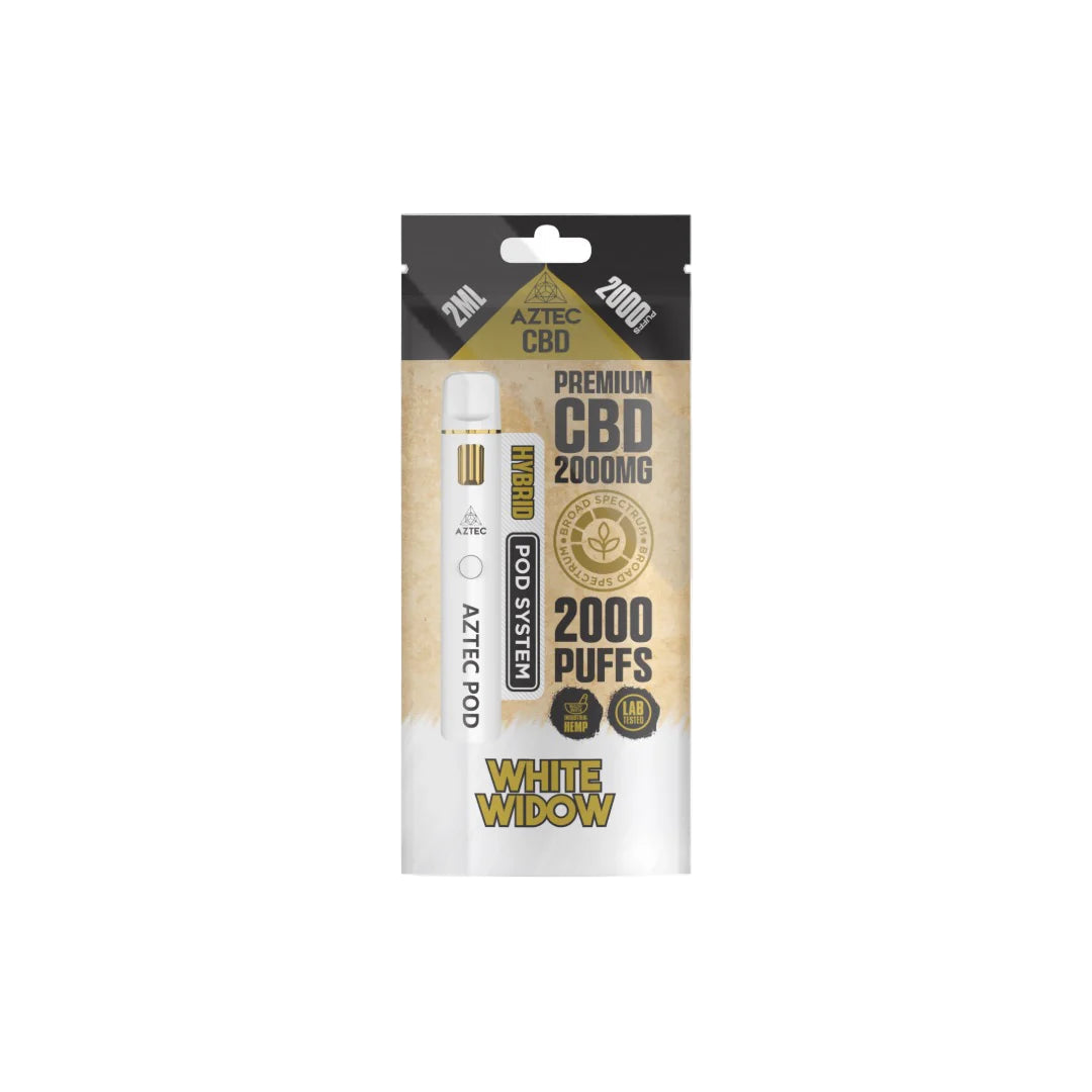 Aztec CBD 2000mg Broad Spectrum Starter Pro Pod Vape Kit 2000 Puffs - White Widow