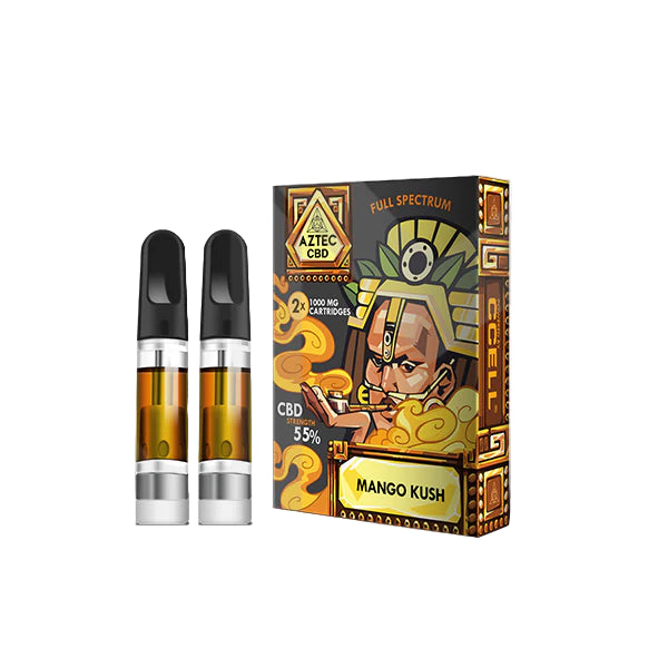 Aztec CBD 2 x 1000mg 55% CBD Cartridge Kit - 1ml - Mango Kush