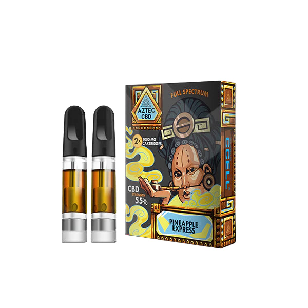 Aztec CBD 2 x 1000mg 55% CBD Cartridge Kit - 1ml - Pineapple Express