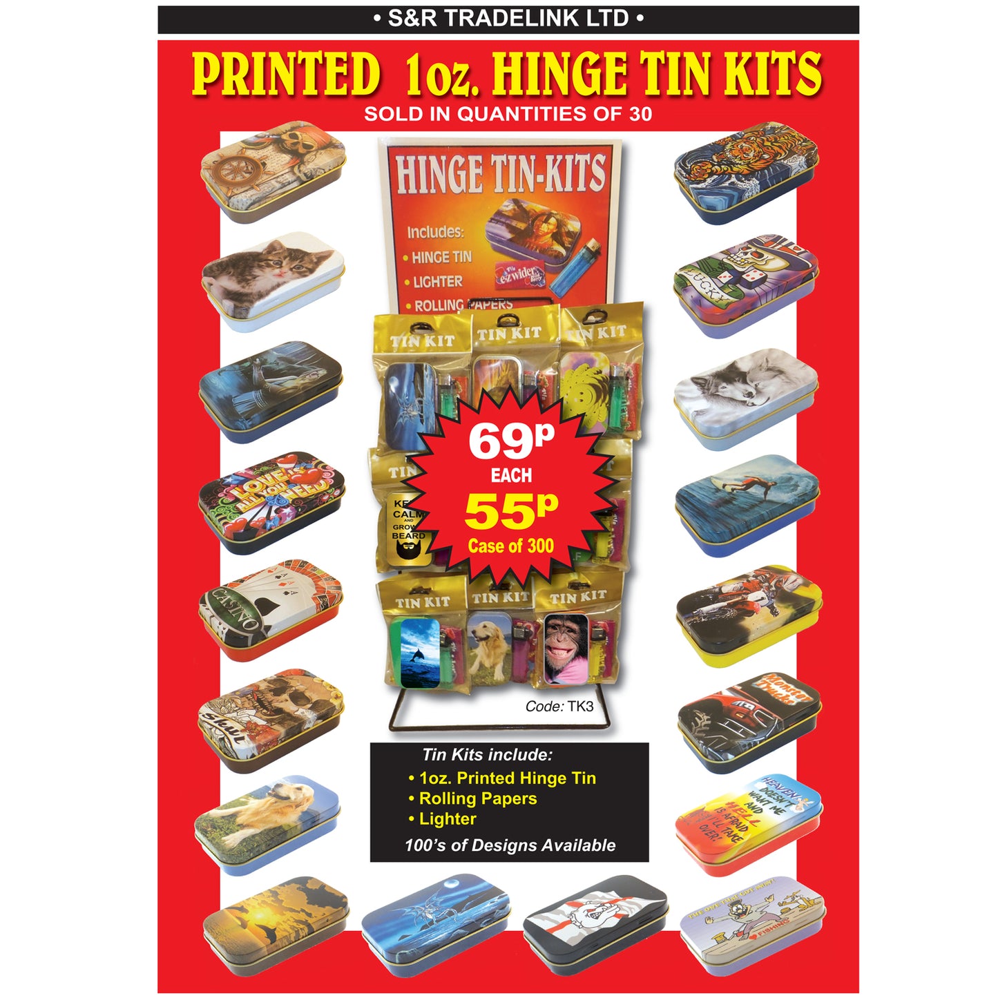Printed Hinge Gift Tin Kits 2 Oz 100s of Designs
