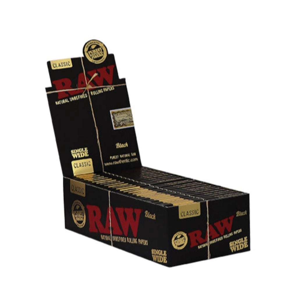 RAW BLACK CLASSIC Single Wide Double Window Rolling Papers Single Pack