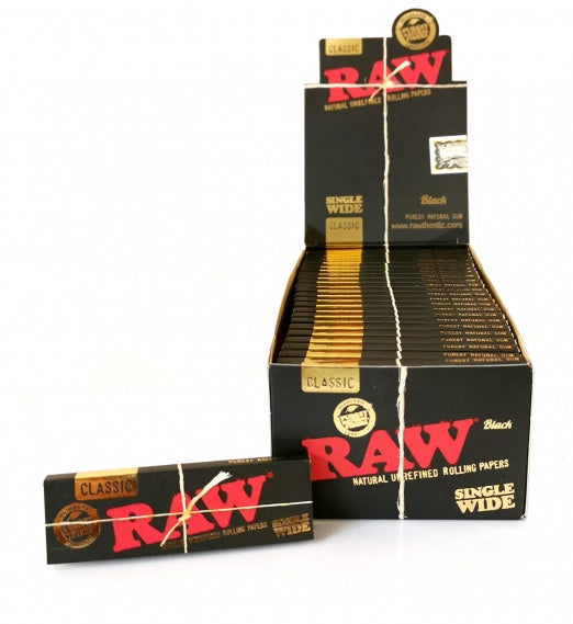 RAW BLACK CLASSIC Single Wide Rolling Papers S/W Single Pack