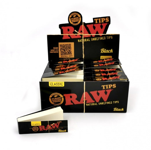 RAW BLACK CLASSIC Standard Rolling Tips - 50 per Box