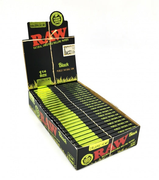 RAW BLACK ORGANIC HEMP 1¼ Size Rolling Papers Single Pack
