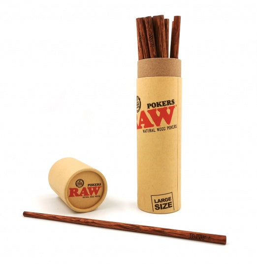 RAW Natural Wood Pokers - Large Size - 224mm (20 Pack)