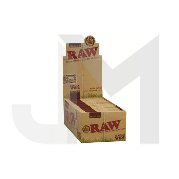 RAW ORGANIC HEMP Single Wide Size Rolling Papers Single Pack