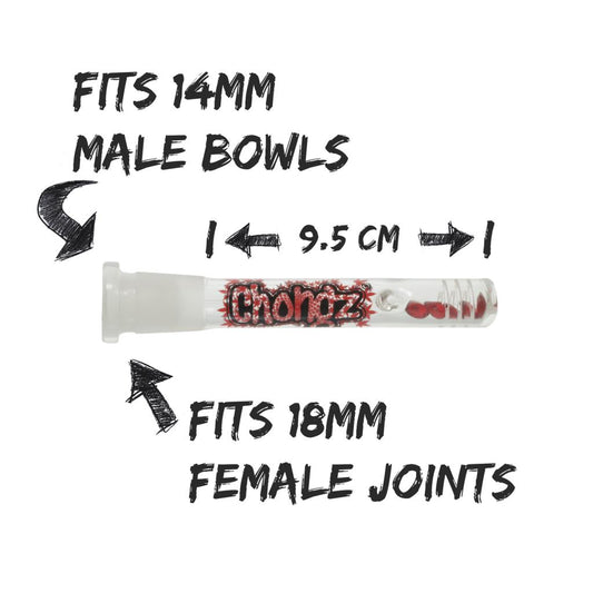 Red Jewel Glass Stem 19mm-14mm 9.5cm - RED JEWELS