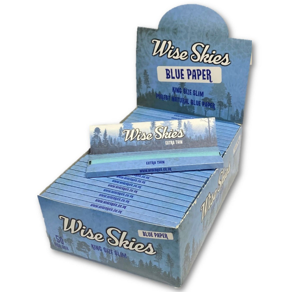 WISE SKIES King Size Slim Blue Papers (50 per box) BOX