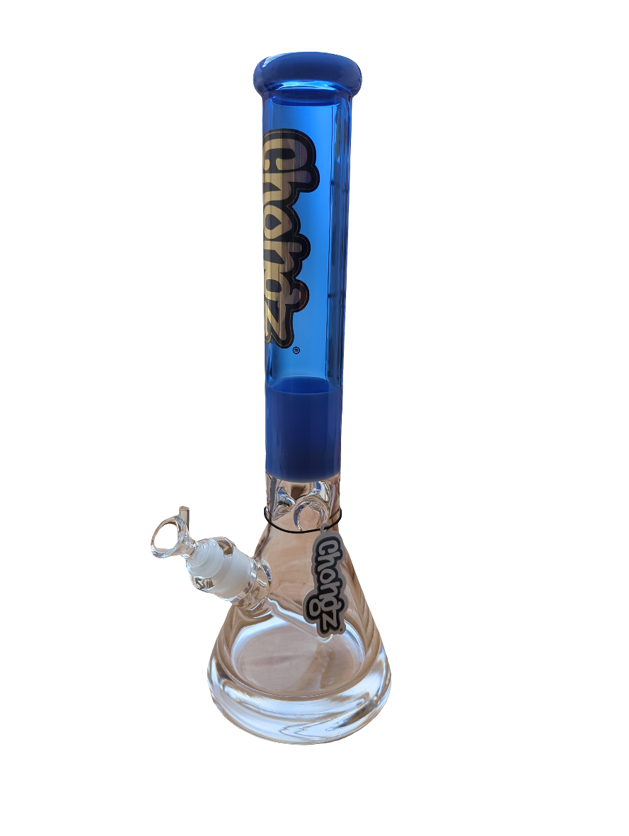 Chongz 42cm Glass "Big Fat Base" Blue & Milk Blue Accents