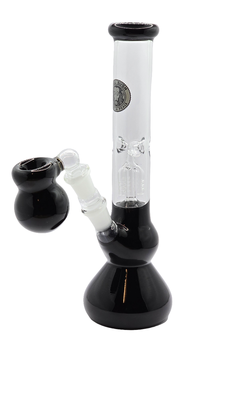 Basil Bush Glass Bong 25cm Ice Bong Black w/Ash Catcher