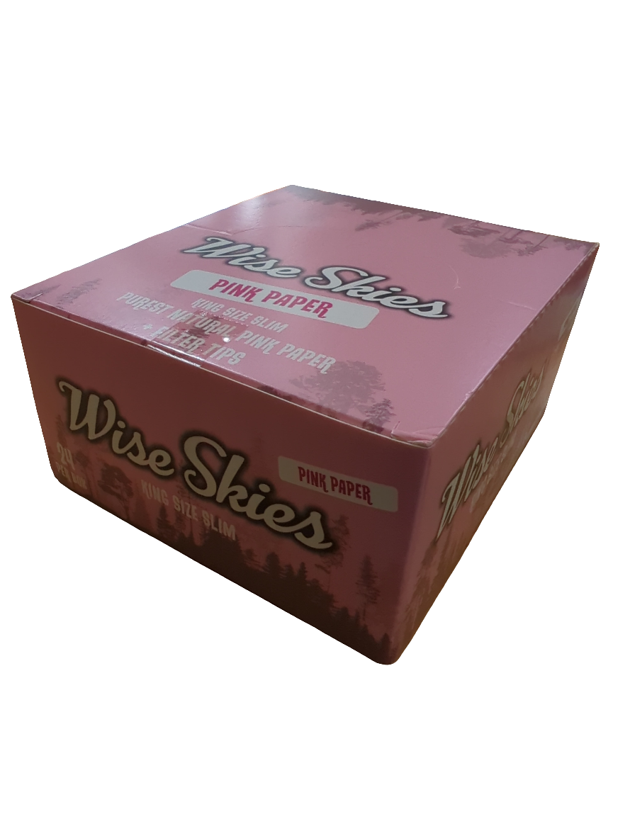 WISE SKIES King Size Slim Pink Paper And Tips (24 Per box) BOX