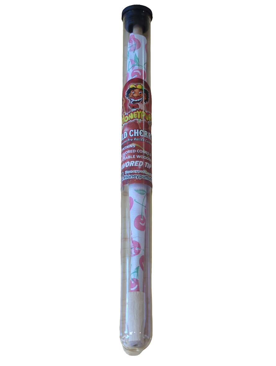 HoneyPuff Flavoured Pre-Rolled Cones With Wood Tip - Wild Cherry 3pc - Single Pack