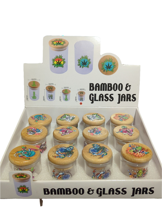 Clear Bamboo & Glass Jars (48 x 40mm)