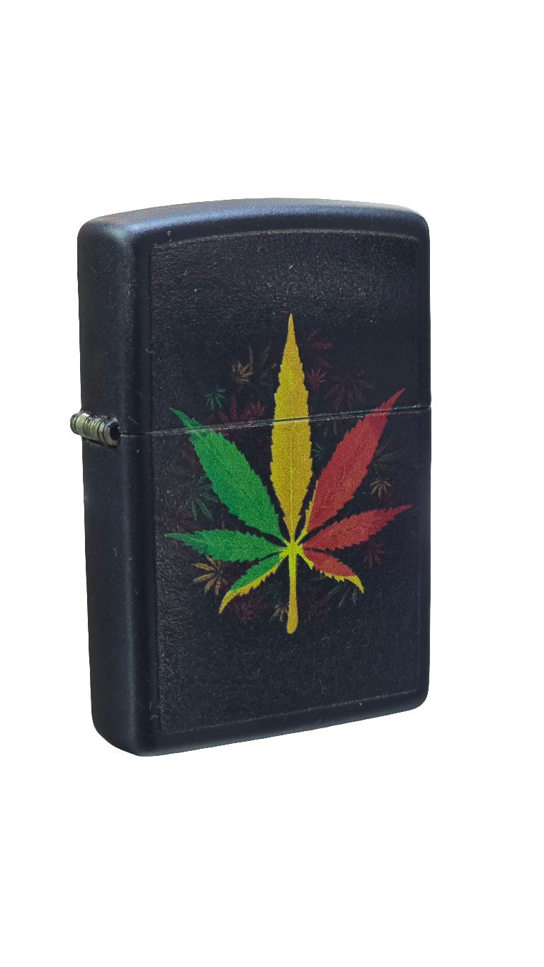 Zippo - Black Matte with Colour Rasta Leaf - 60006152