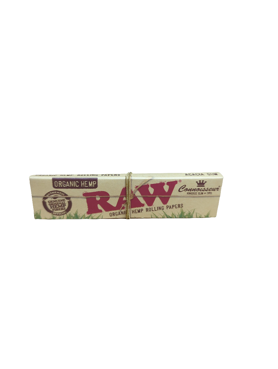 RAW ORGANIC Connioisseur King Size Slim Rolling Papers & Tips Single Pack