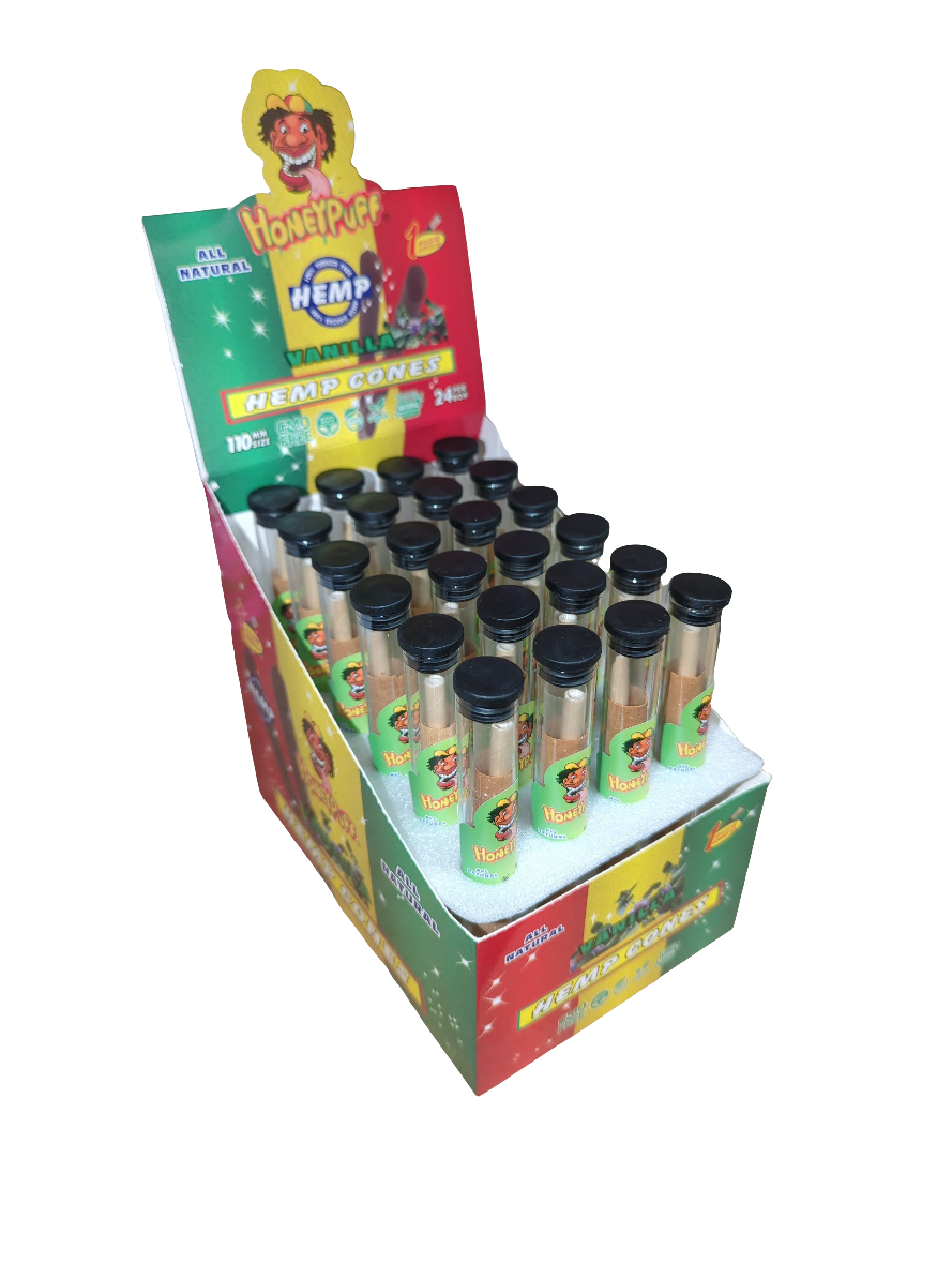 HoneyPuff Flavoured Pre-Rolled Cones With Wood Tip - Vanilla 3pc - 10 Pack