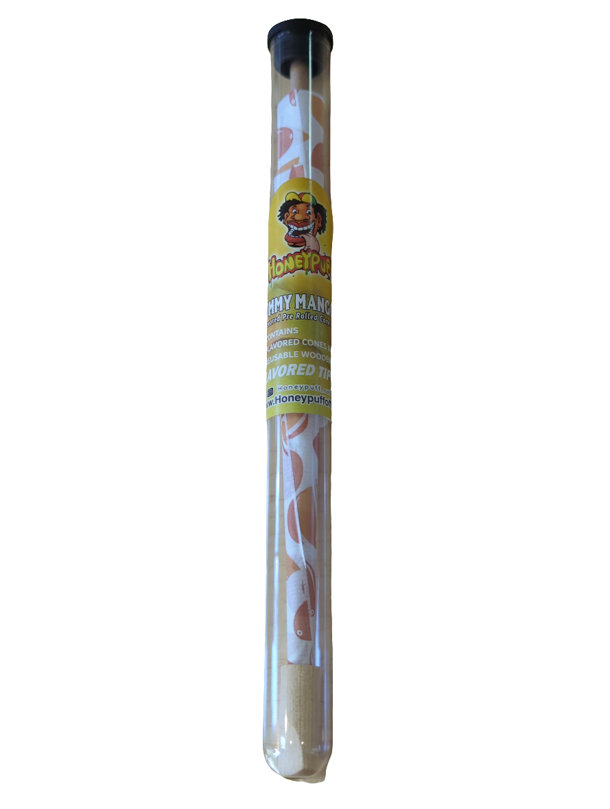 HoneyPuff Flavoured Pre-Rolled Cones With Wood Tip - Yummy Mango 3pc (24pc)