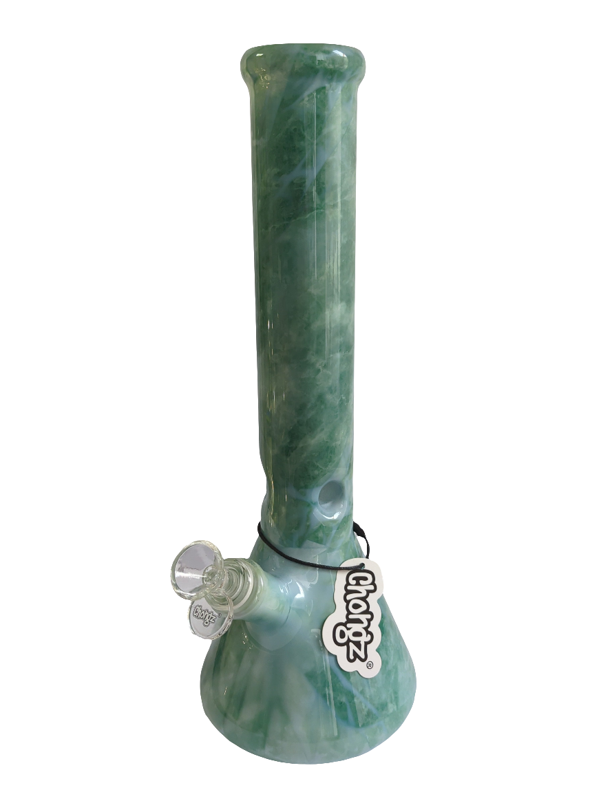 Chongz Glass 35cm 5mm "Tye Dye" Green Waterpipe