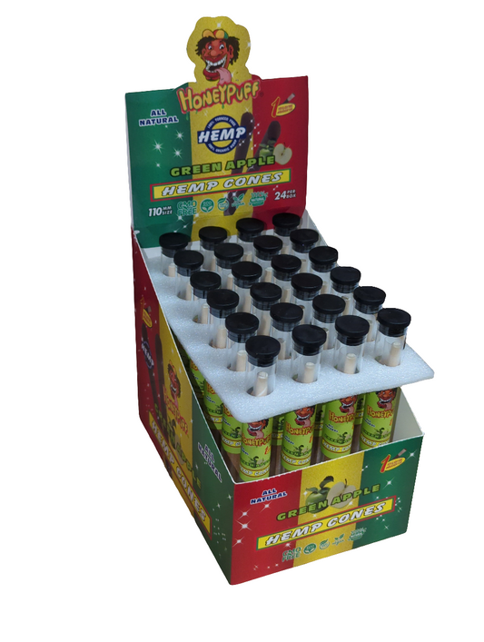 HoneyPuff Flavoured Pre-Rolled Cones With Wood Tip - Vanilla 3pc (24pc) BOX