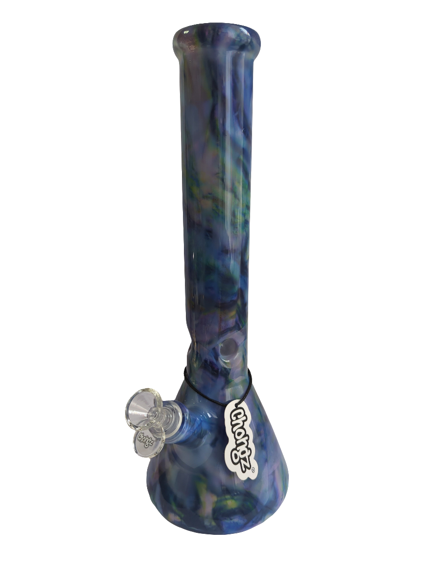 Chongz Glass 35cm 5mm "Tye Dye" Blue Waterpipe