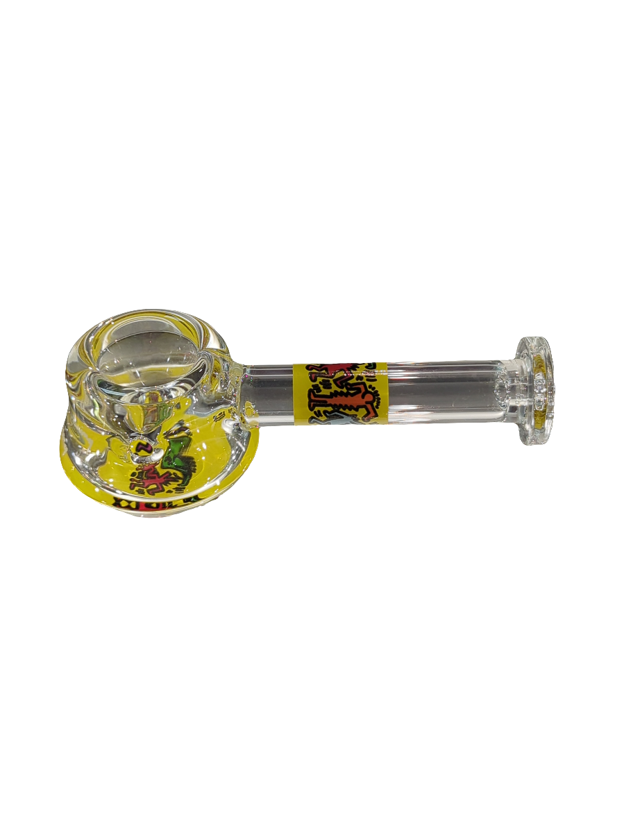 Yellow Glass Spoon Pipe by Keith Haring