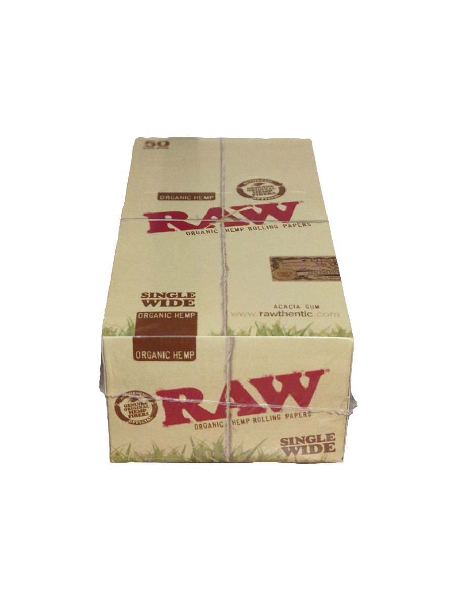 RAW ORGANIC HEMP Single Wide Size Rolling Papers (50 Per Box) BOX