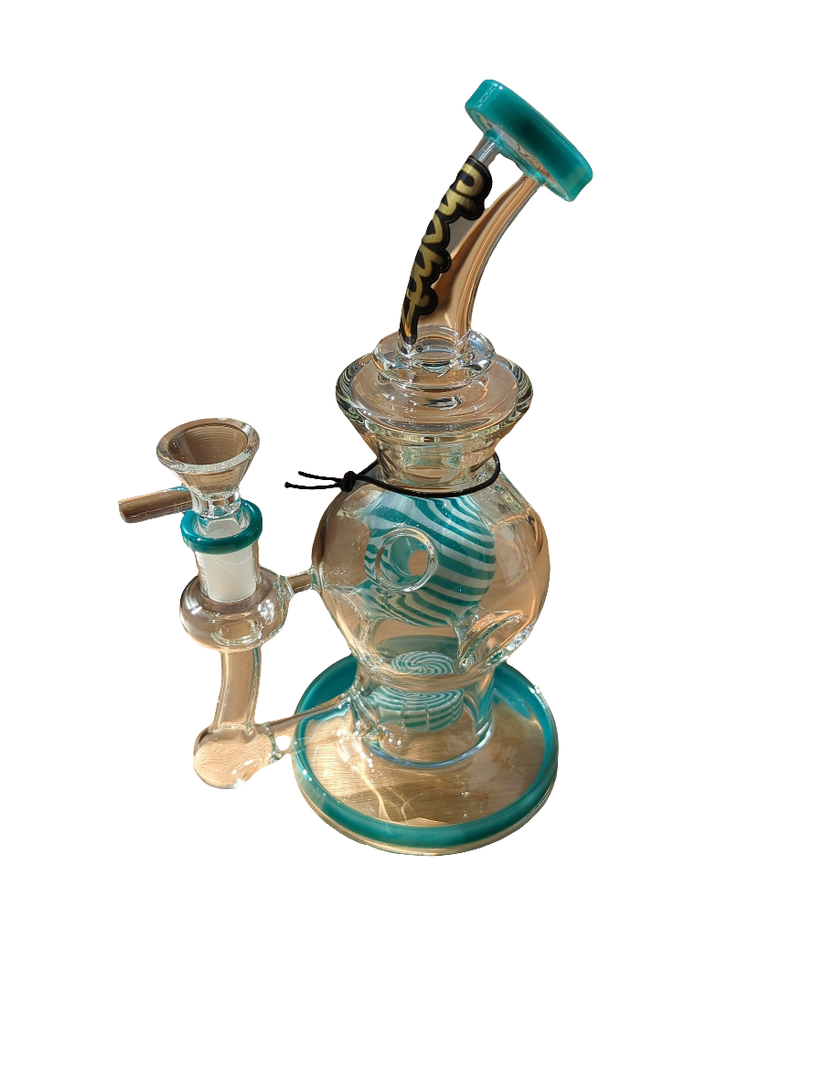 Chongz 24cm "Big Balls" Teal Blue Accent Glass Waterpipe