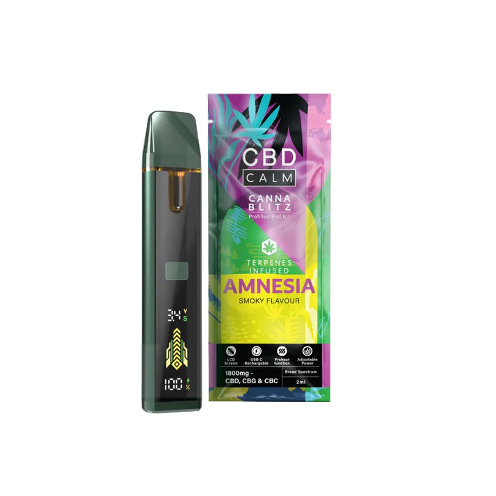 CBD Calm CANNABLITZ 1800mg CBD + CBG + CBC Prefilled Pod Vape Kit - Amnesia