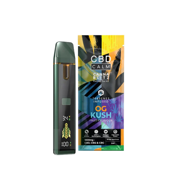 CBD Calm CANNABLITZ 1800mg CBD + CBG + CBC Prefilled Pod Vape Kit - OG Kush