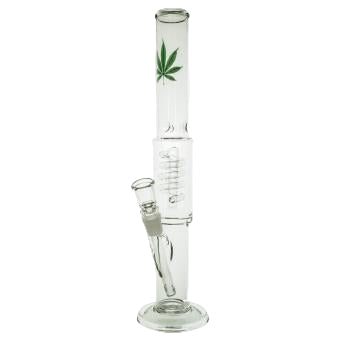 Atomic 39cm Leaf design Perc Straight Glass Waterpipe