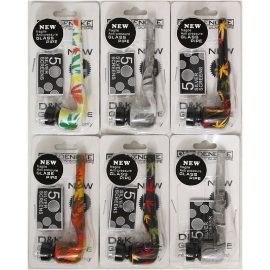 D&K Rasta Design Glass Pipe with Screen