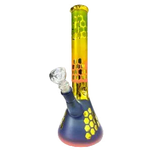 30cm Glass Rainbow Hex Waterpipe