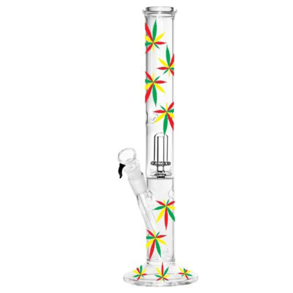 40cm Glass Rasta Leaf PercWaterpipe - Straight