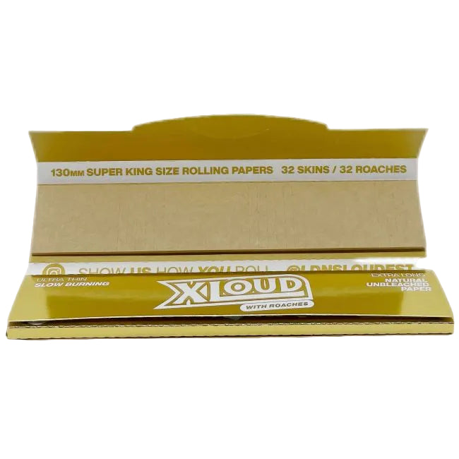 LOUD LDN XLOUD Slow Burning Ultra Thin Extra Long Natural Connoisseur Style Pack Rolling Paper & Tips GOLD EDITION