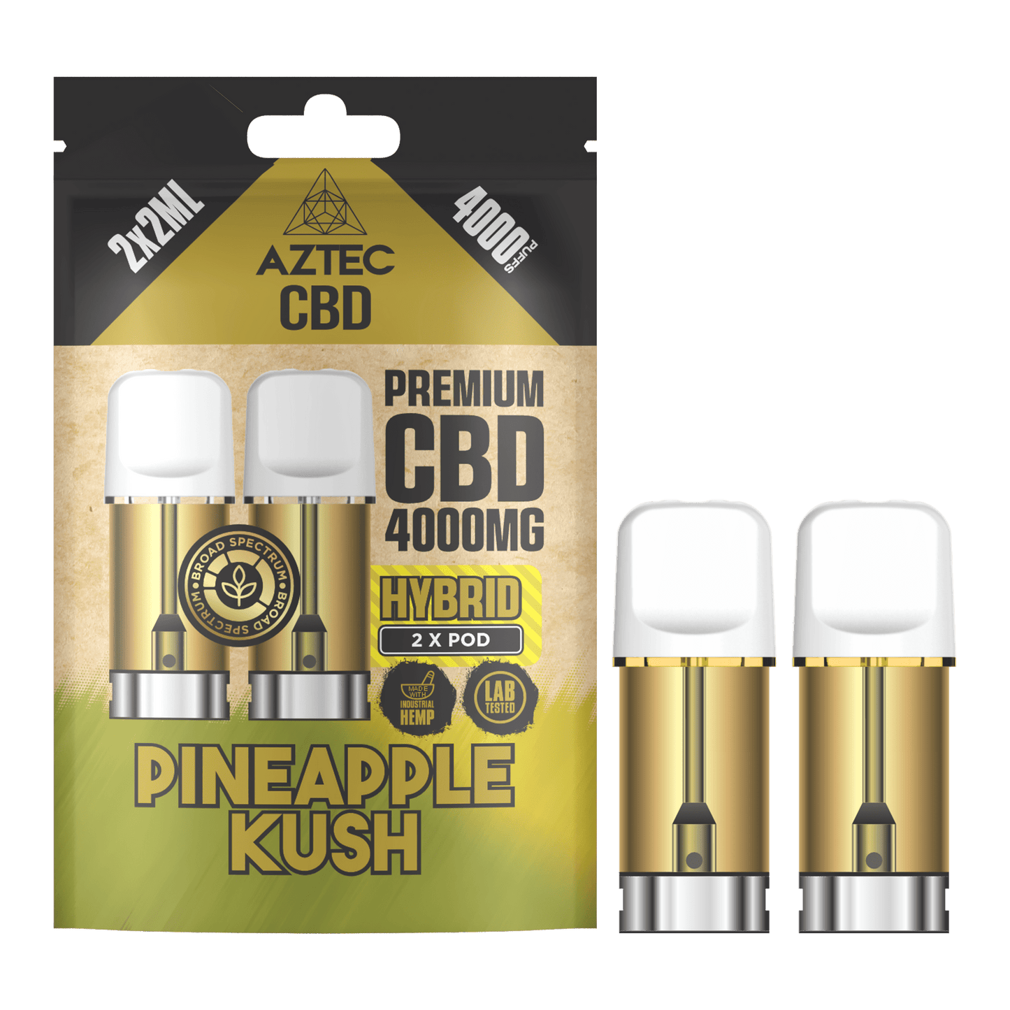 Aztec CBD 4000mg Broad Spectrum CBD Pods 2ml 4000 Puffs - 2 Pcs - Pineapple Kush